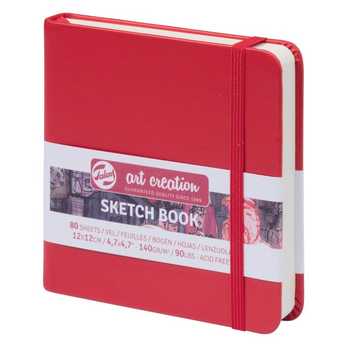 

(BISA COD) Talens Art Creation Sketch Book Black Hard Cover / Sketchbook Hard Cov - 12x12cm Red