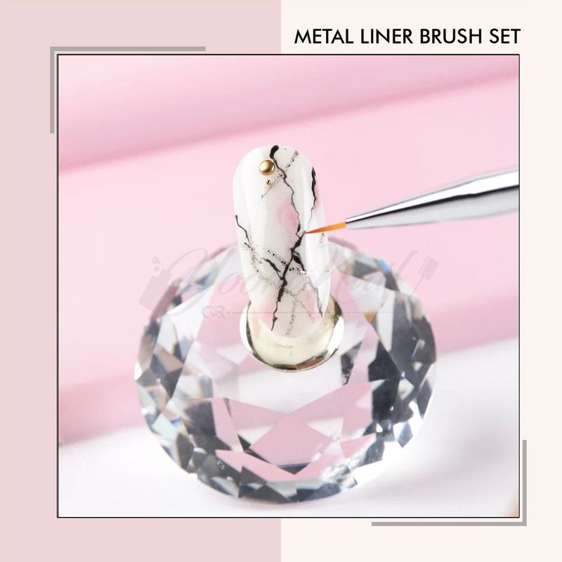 Metal painting gel brush set isi 3pcs liner line striping brush gel polish paint lukis kuas nail art