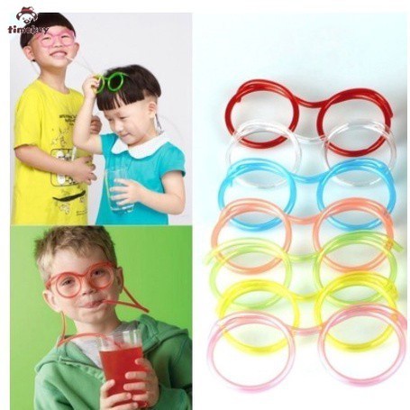 [READY] Kid Fun Colorful Eyeglass Frames Straw Silly Multi-colors Drinking Straws JP6