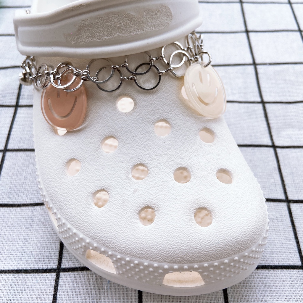 2pcs croc Rantai Metal Hias Berlian Mutiara Untuk Dekorasi Sepatu DIY