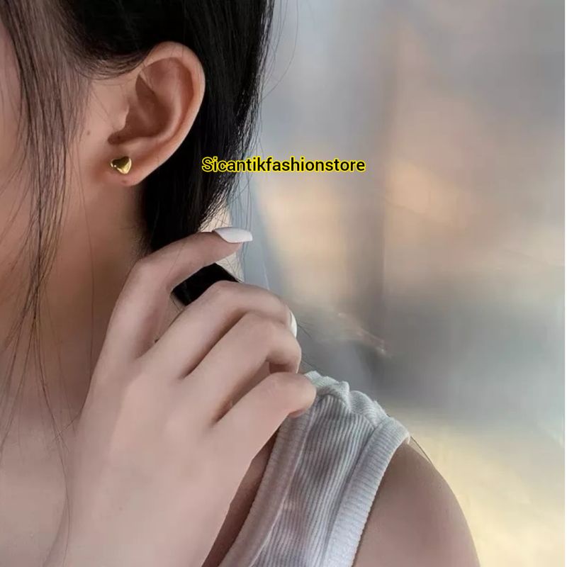 Anting Titanium Wanita Tusuk Gold Model Love Terbaru Terlaris Anti Karat Selamanya Anting Wanita Love K5 Gold  Anting Wanita Korea Kekinian