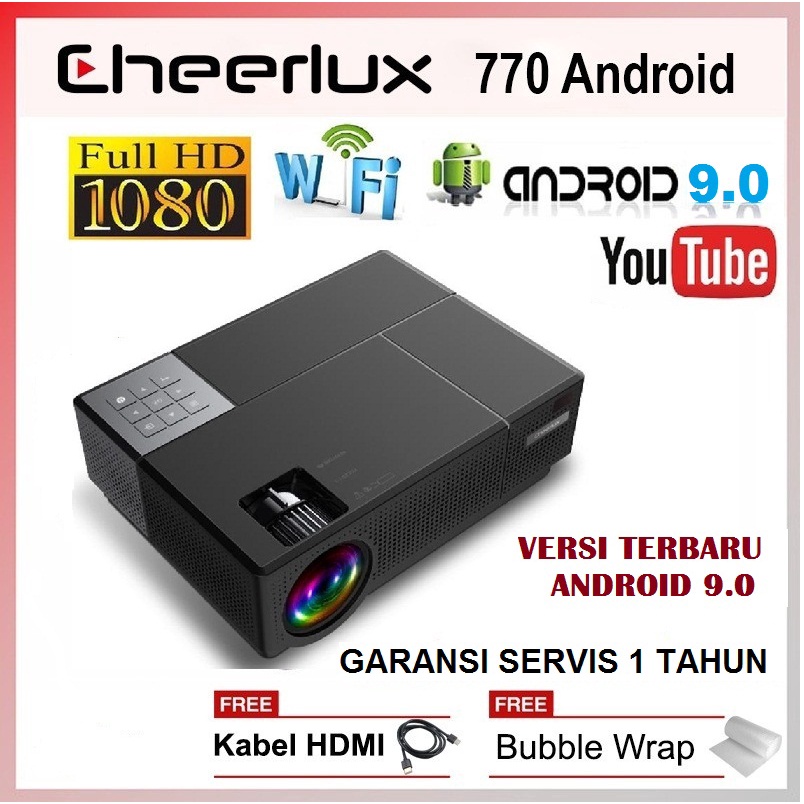 PROJECTOR CHEERLUX CL770 ANDROID 9.0 TV TUNER 1080P FULL HD 4000 LUMENS