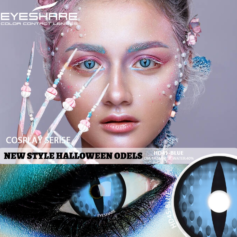 New Cosplay Kontack Mata Softlens Halloween Anime Crazy Warna-kuning normal minus (0.00) Merah Ungu Biru CRAZY color free lenscase