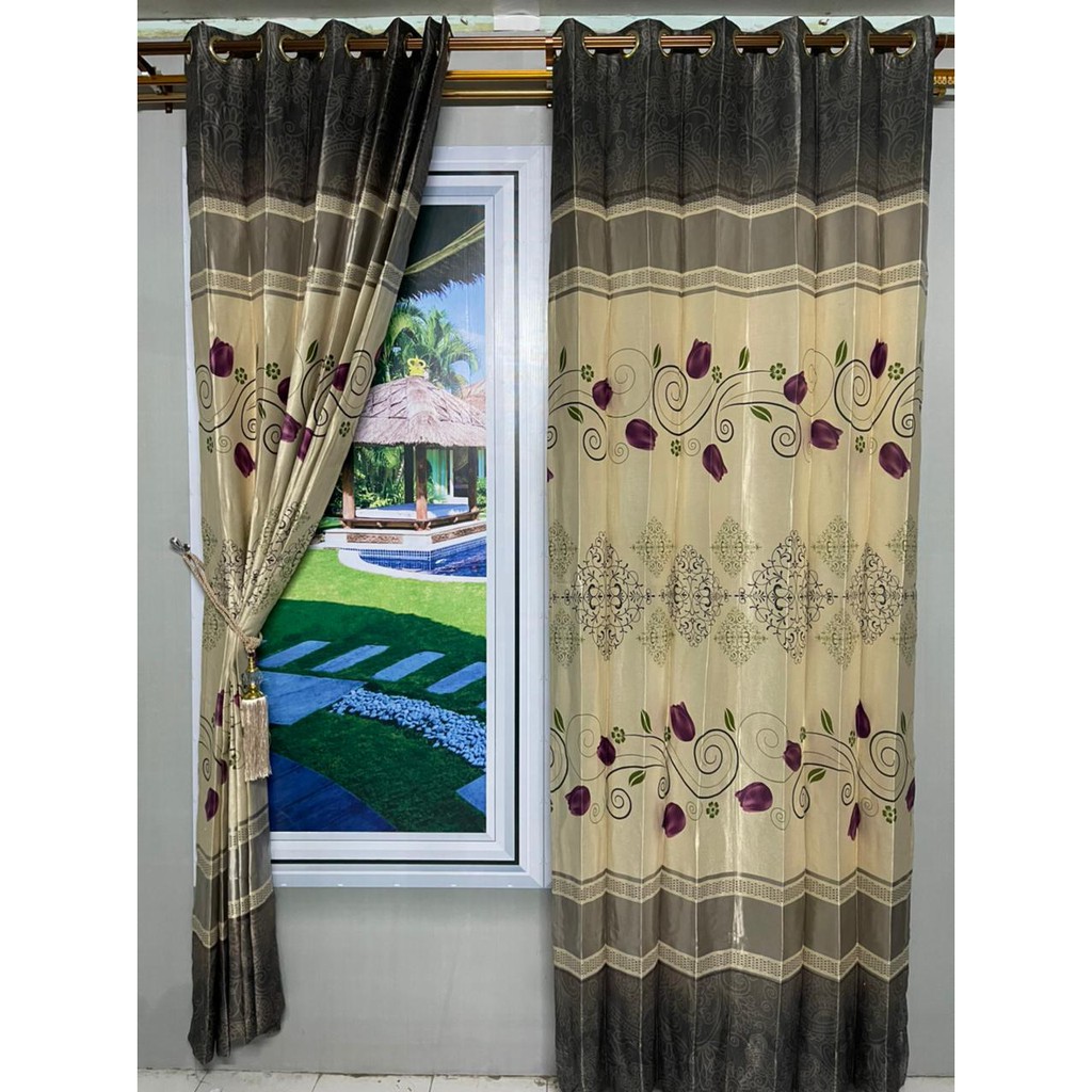 Gorden Blackout Isabela P 250cm L 100cm -Tirai Pintu Motif Bunga Cantik -Interior Ruang Tamu Lengkap