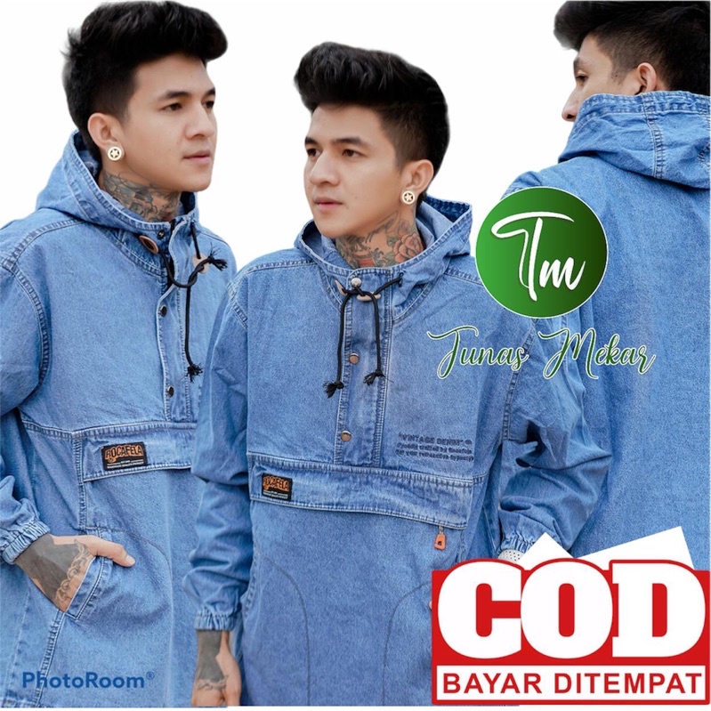 Jaket Jeans Pria Cagoul Rocafela The News 100% Original ~ Jaket Jeans Doraemon