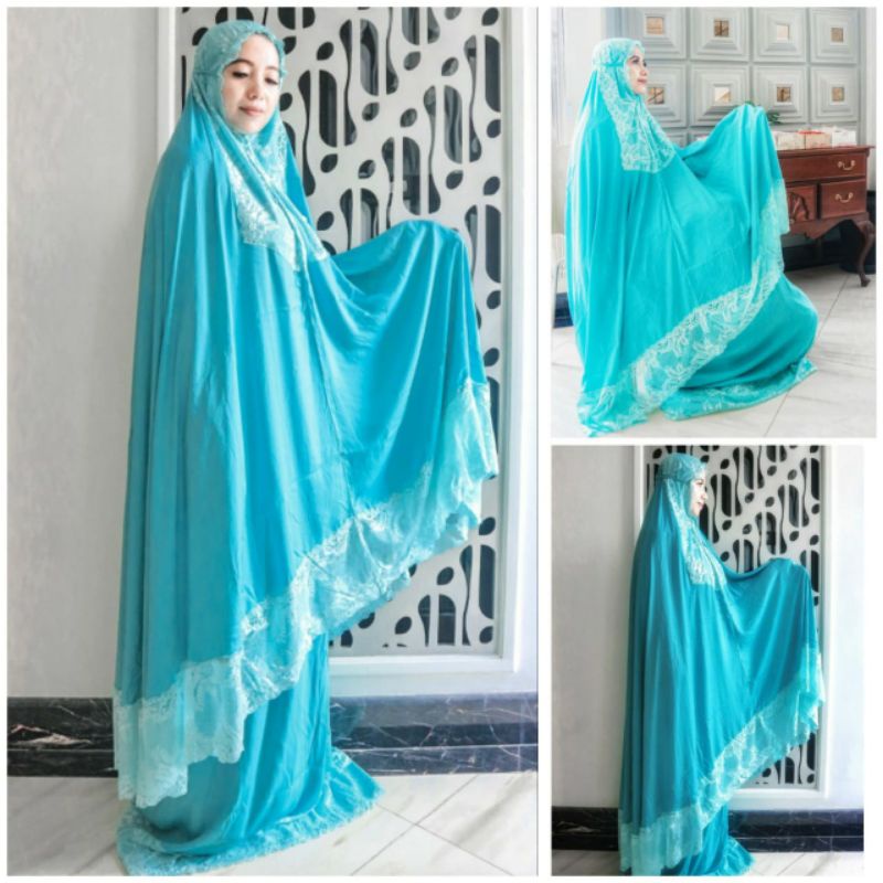 mukena  zara silk exclusive Lace. kemasan BOX mewah. mukena seserahan