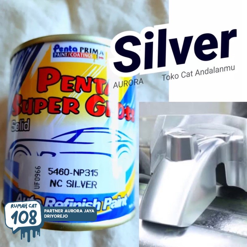 Rumah Cat - Cat Penta Super Gloss NC Silver Solid Gloss Mengkilap 200ml / Motor Mobil Sepeda Duco Duko Dico Semprot Silfer | Rumah Cat Mobil dan Motol
