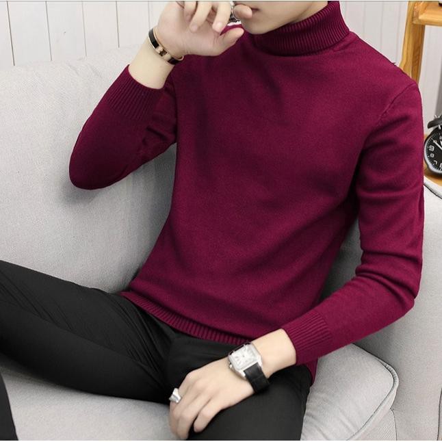 izdhihaar - Sweater Rajut Kerah tinggi Polos/Sweater Rajut Long Neck Pria BEST SELLER