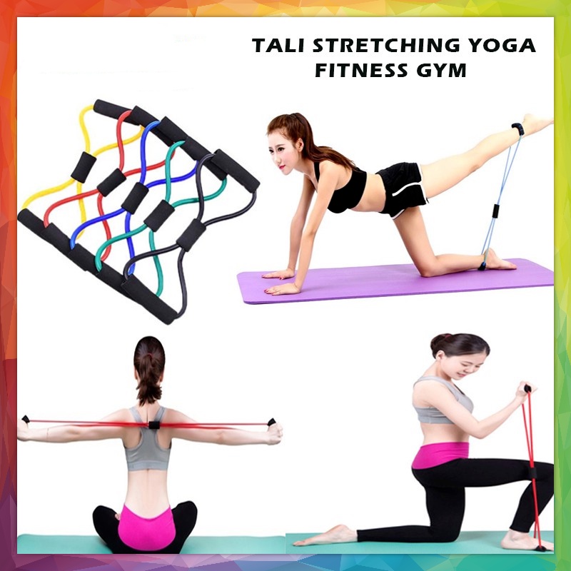 Tali Stretching Rope Olahraga / Tali Karet Elastis Stretch Rope Fitness Gym / Resistance Band Arms Tali Yoga Rubber Pilates