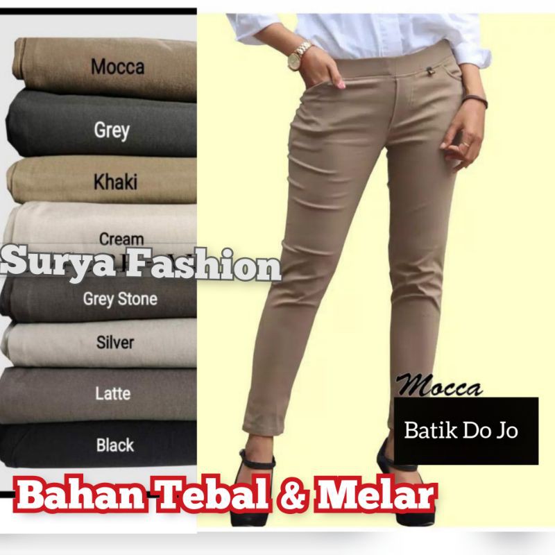 Elizabeth Pants / Chino Pants Wanita Bahan Tebal Stretch Pinggang Karet / CELANA LEGGING STREET