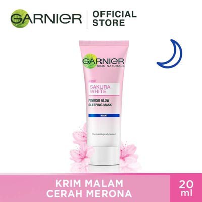 Garnier Sakura White Serum Night Cream Moisturizer Skin Care - 20 ml (Untuk Wajah Cerah &amp; Merona)