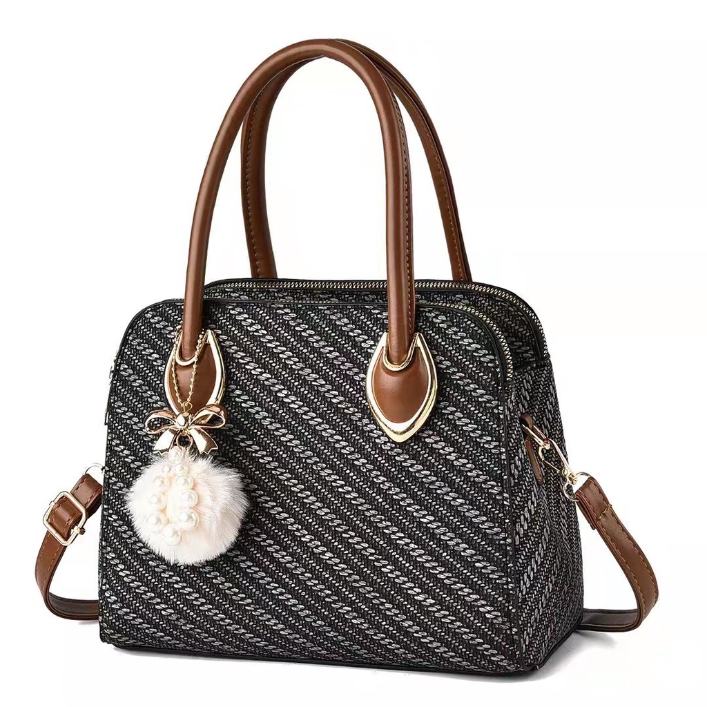 TASHAPPY BQ3524 Tas HANDBAG Wanita Stylish Kekinian Free pom-pom Ada Talpan model korea supplier tas import