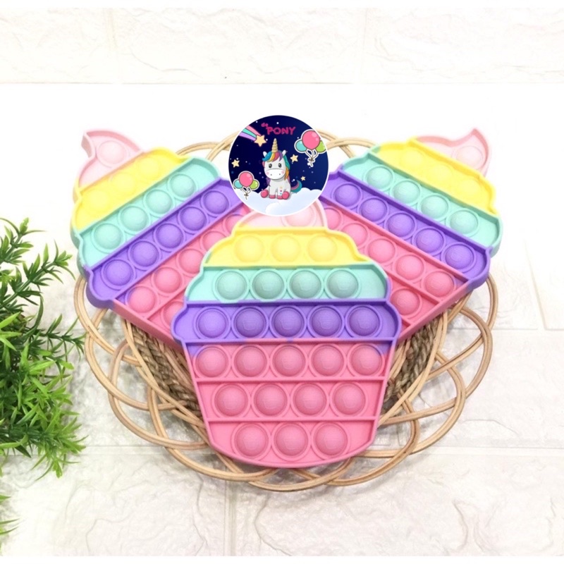 POP IT GLITER/POP IT GID/pop it viral/fidget/tiktok/mainan kekinian-Cup Cake Pink