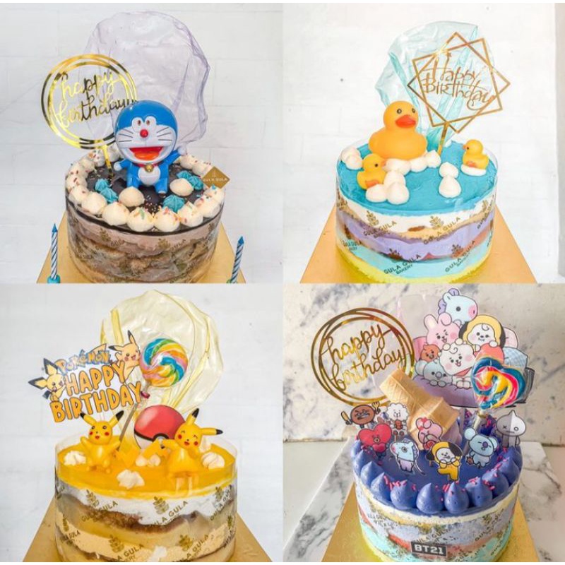 

Cake Karakter ekonomis Doraemon,Pokemon,Bebek,BT21 enak murah premium