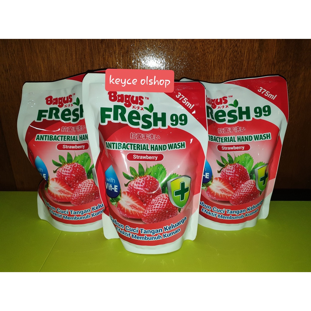 Refill sabun cuci tangan cair keluarga Antibacterial Hand wash Bagus Fresh 375 ML