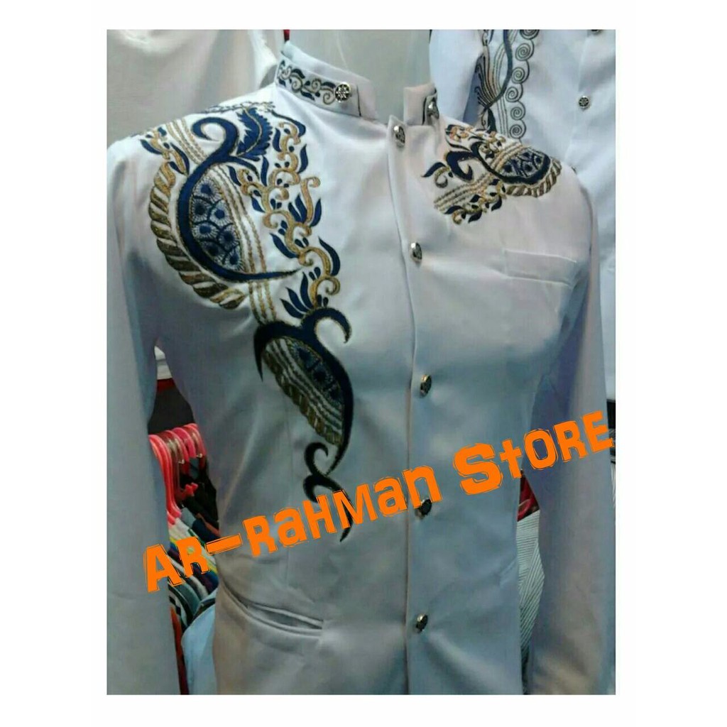 BEST SELLER Jasko Putih Double Bordir Baju Koko Pria Kemeja Koko MEWAH