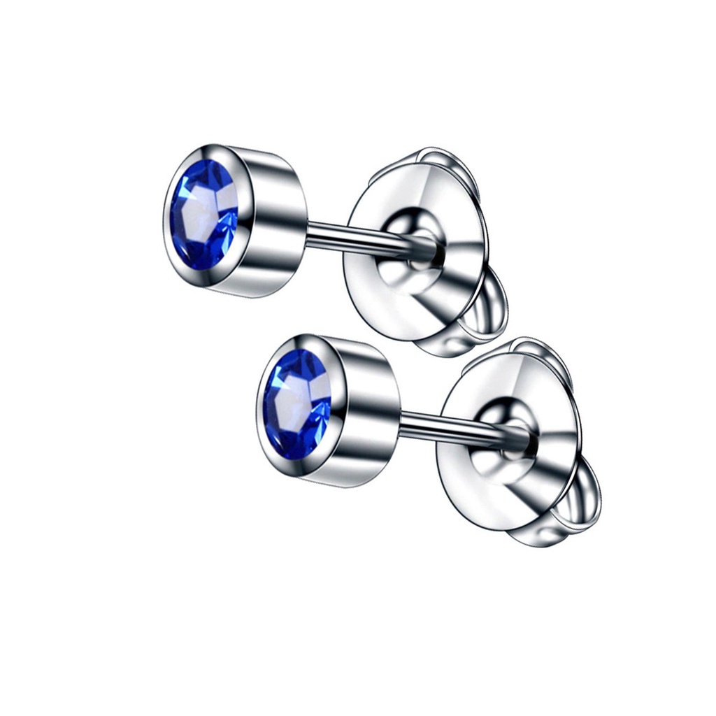 TOP 1pair 4mm Crystal Ear Piercing Stud Gold Silver Zirconia Inlaid Rustproof Stud Earrings
