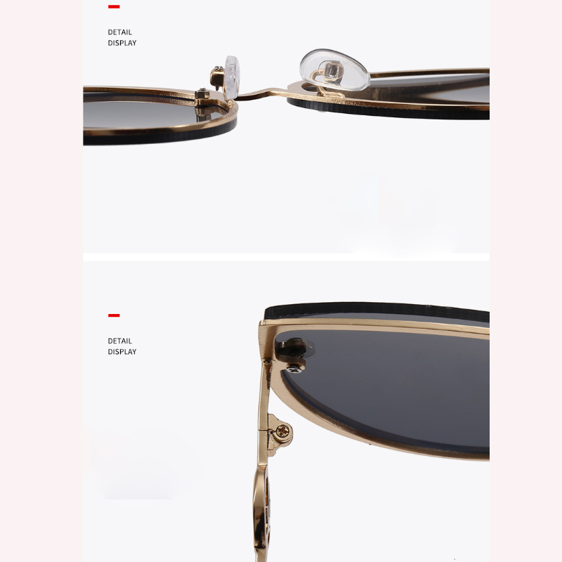 (YUZHU) COD INS Fashion Style Shades Sunglasses Untuk Wanita / Pria Bingkai Logam Lensa Gradien Sunnies Studios Sunglasses Cat Eye Frame Kacamata Kacamata Warna