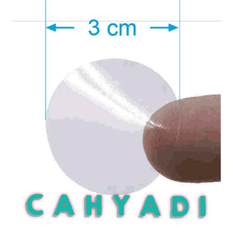 

Sticker Transparant Bening Bulat Diameter 3 cm Polos