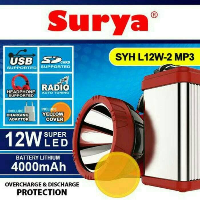 Headlamp / Senter Kepala Surya 12w SYH L12W-2 MP3 dengan fitur radio