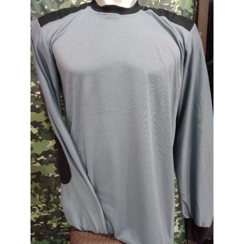 KAOS LENGAN PANJANG ABU TUA BANTALAN HITAM