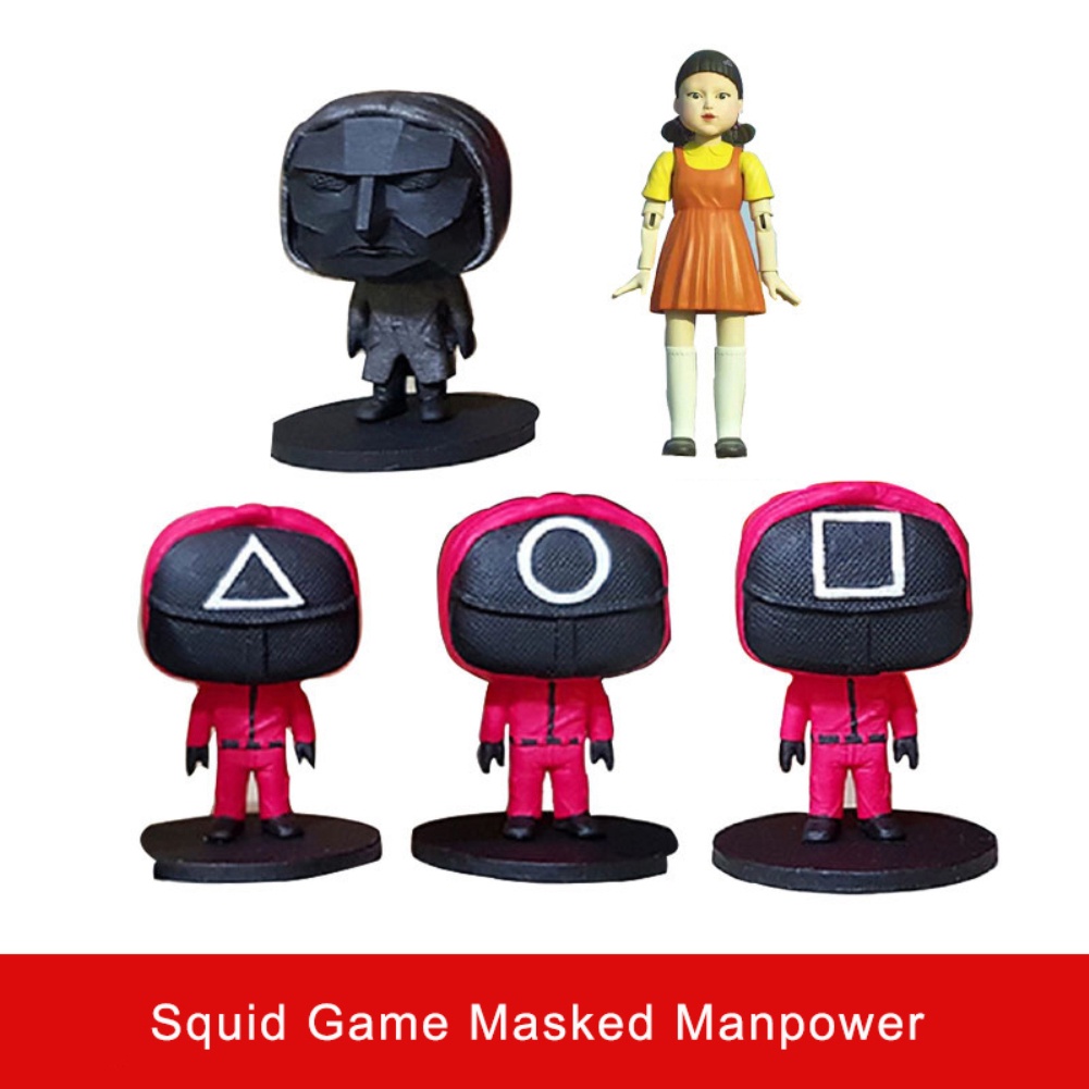 ready to ship !!! Squid Game Doll Korean Drama theme Jacket Man Masked Man Tv Figure Resin Statue Christmas Gift Halloween Desktop Ornaments OWT