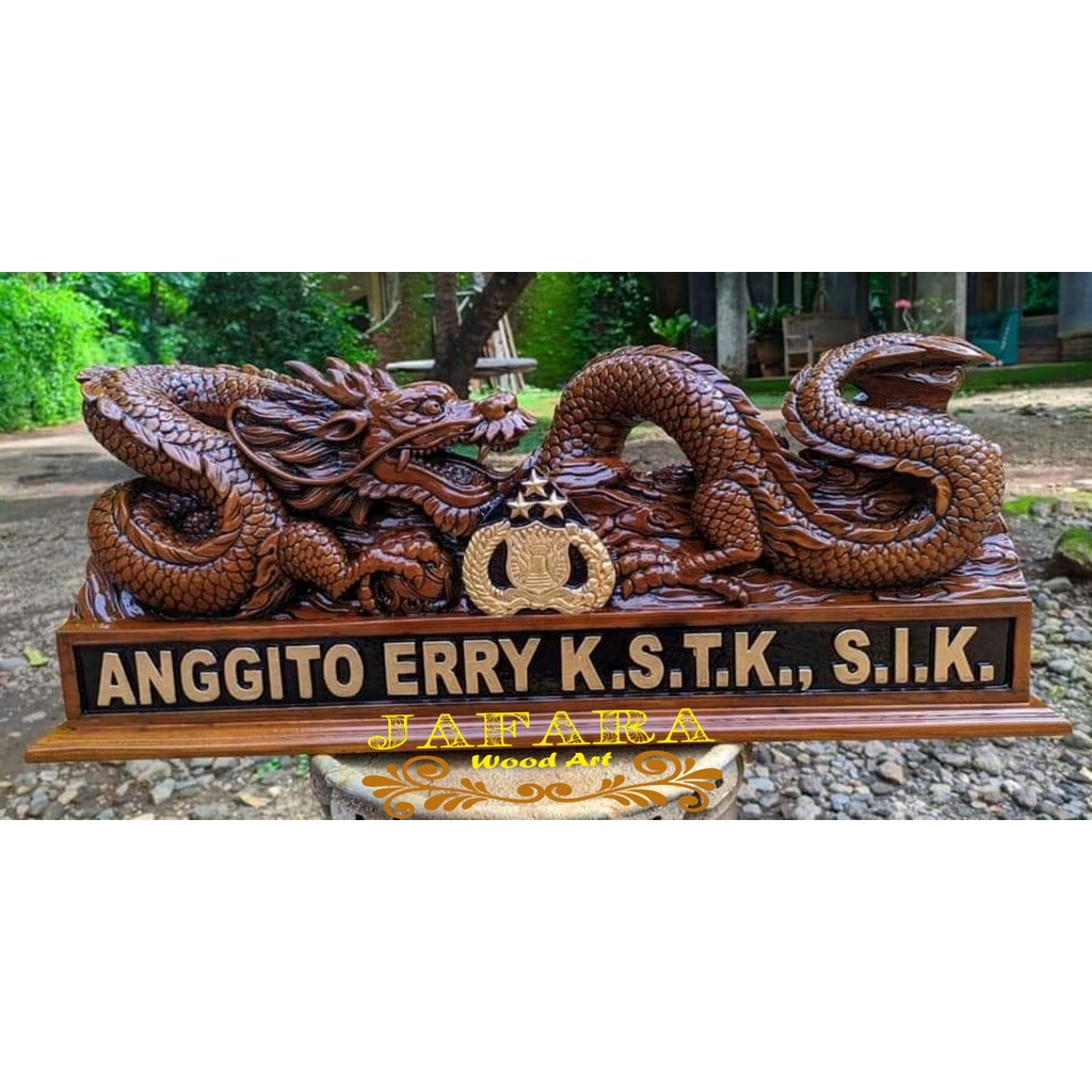 Promo Papan Nama Meja Naga Liong Custome/Papan Nama Jabatan Kayu Ukir