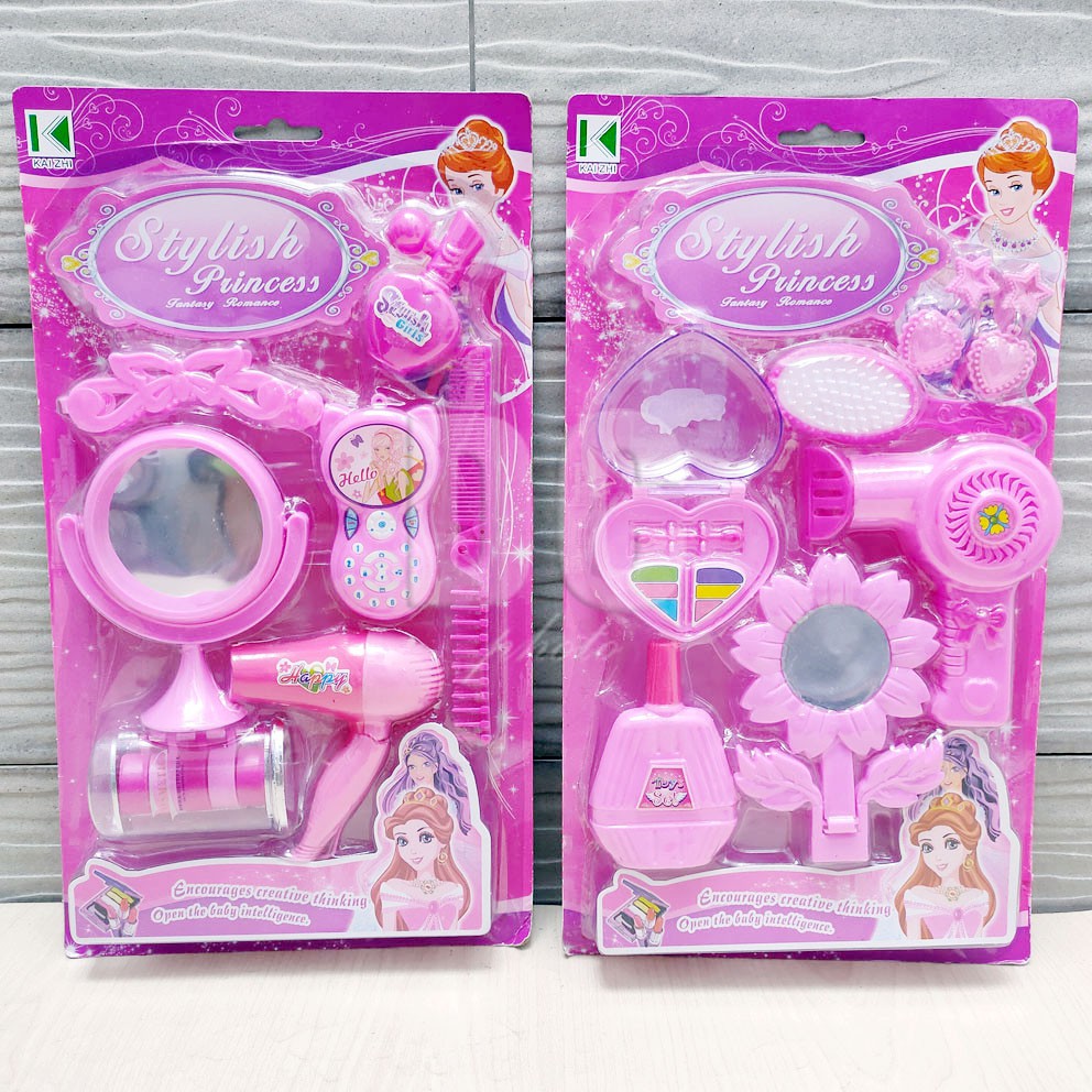 Stylish Princess Set Mainan Alat Kecantikan Salon Makeup Hair Dryer Sisir Cermin Dandan Rias