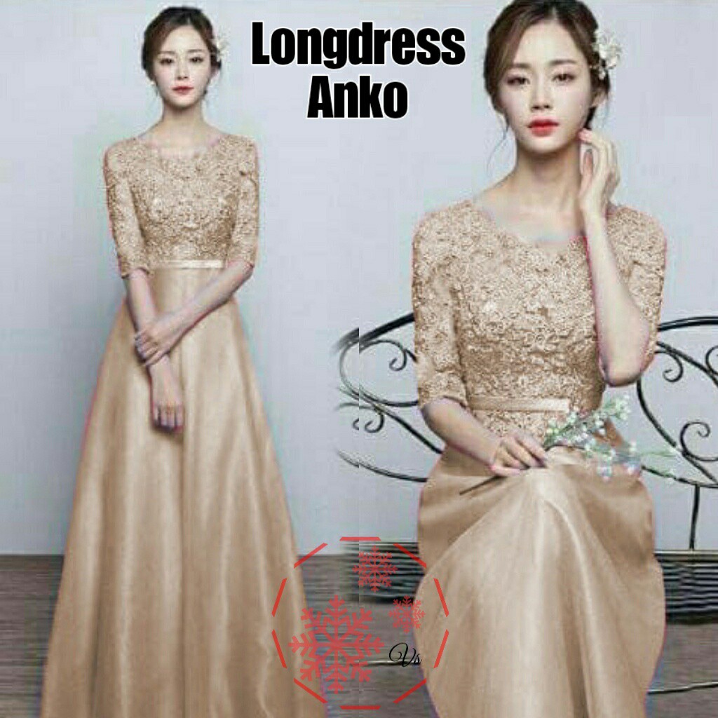 LONGDRESS PESTA ANKO  4ukuran/ PAKAIAN MEWAH WANITA FORMAL / PARTY / WEDING