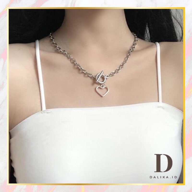 Kalung Perak Choker Silver Wanita Hati Aksesoris Dalika