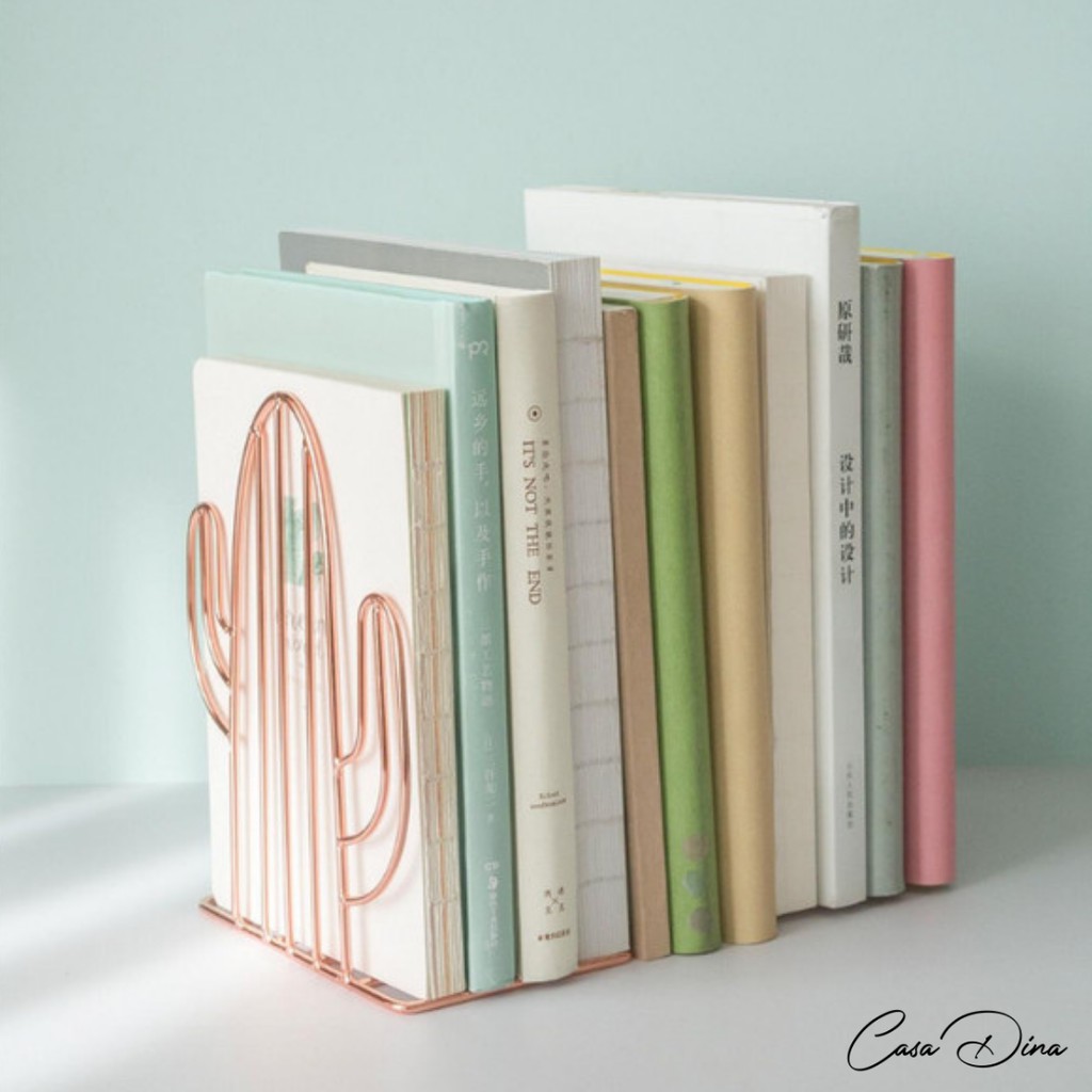 

Cactus Bookholder Bookend Cuts / Holder Buku / Pembatas Buku Gold Rose