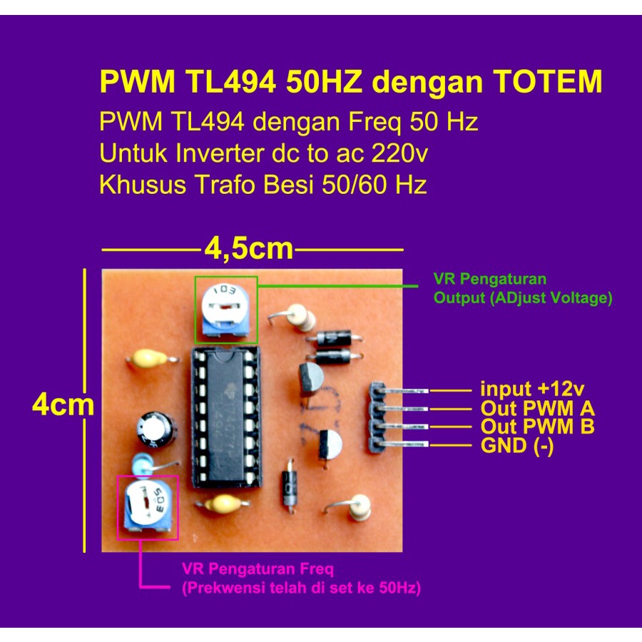 PWM Inverter TL 494 50 Hz bukan SG 3525 atau sg 3524 modul trafo besi 2pcs