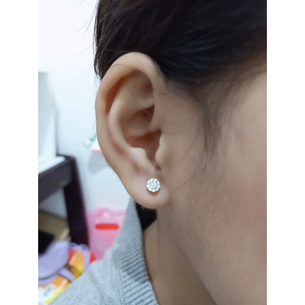 ANTING /GIWANG PERAK ASLI 925 LAPIS EMAS/GIWANG BULAT MATA PUTIH/GIWANG ASLI SILVER/PERHIASAN ANTING GIWANG PERAK 925 ASLI