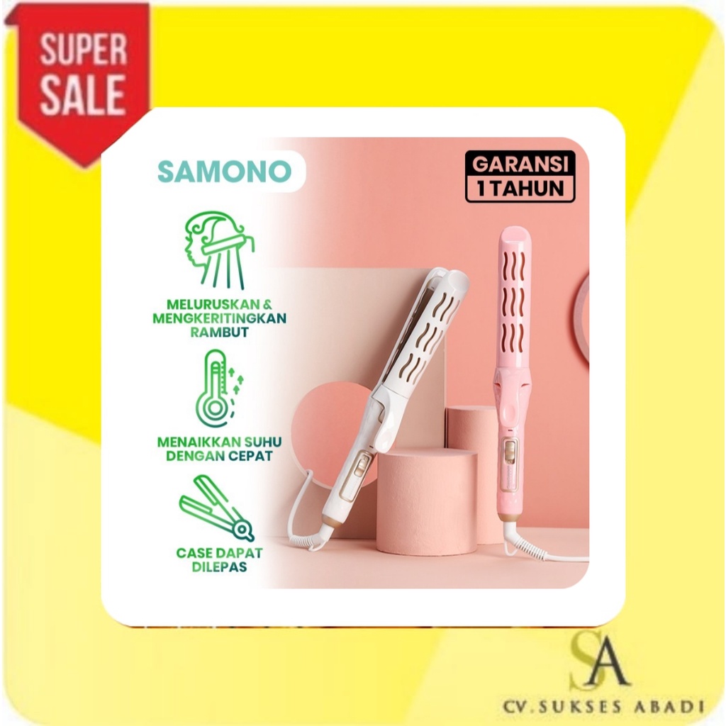 SAMONO SHS-002 Catokan Rambut Wanita 2in 1 Hair Curler Hair Straightener SHS002 Catok Rambut SHS 002