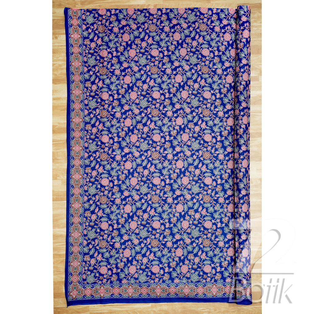 KAIN BATIK KATUN Premium Motif Kembang Warna Biru Merah Muda Hitam 724679 Cap 72 Jarik Jarit Samping Kebat Panjang Batik Katun Modern Premium Bahan Seragam Batik Pernikahan Kantor Keluarga Murah Kamen Jadi Batik Bali Lembaran