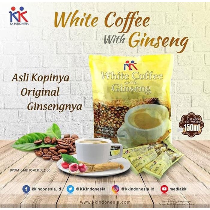 

3 BOX White Coffee with Ginseng Kopi Gingseng Herbal KK Indonesia ORIGINAL 100%
