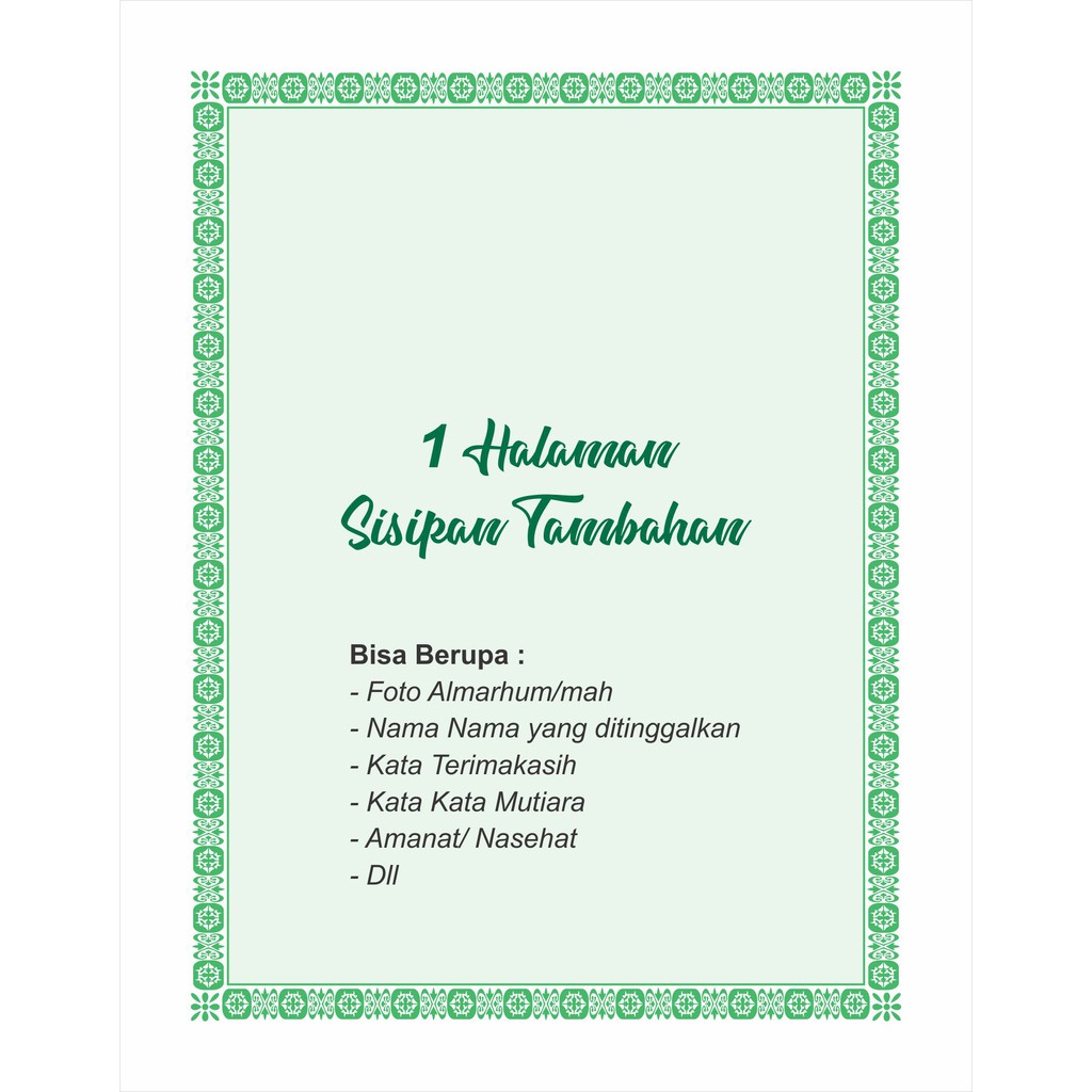 Satu Halaman Sisipan Buku Yasin Desain Custom