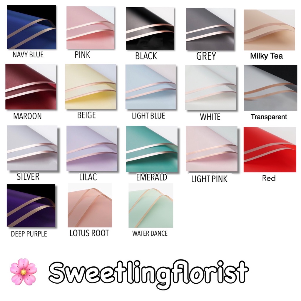 

Flower Wrapping Cellophane Paper Gold Line Kertas Bouquet Buket Dekor