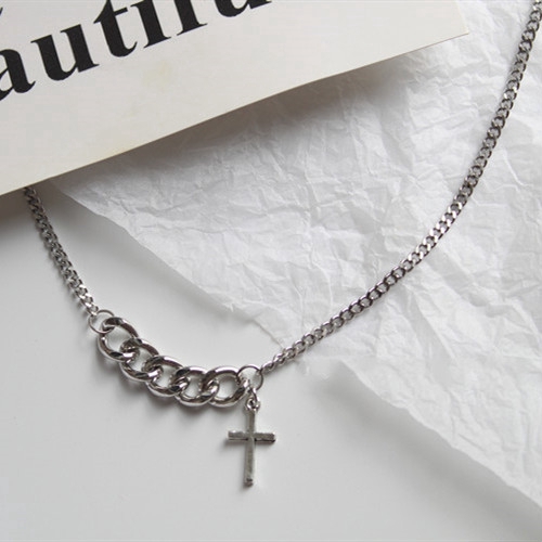 Korean  IG retro cross wild necklace sweater chain