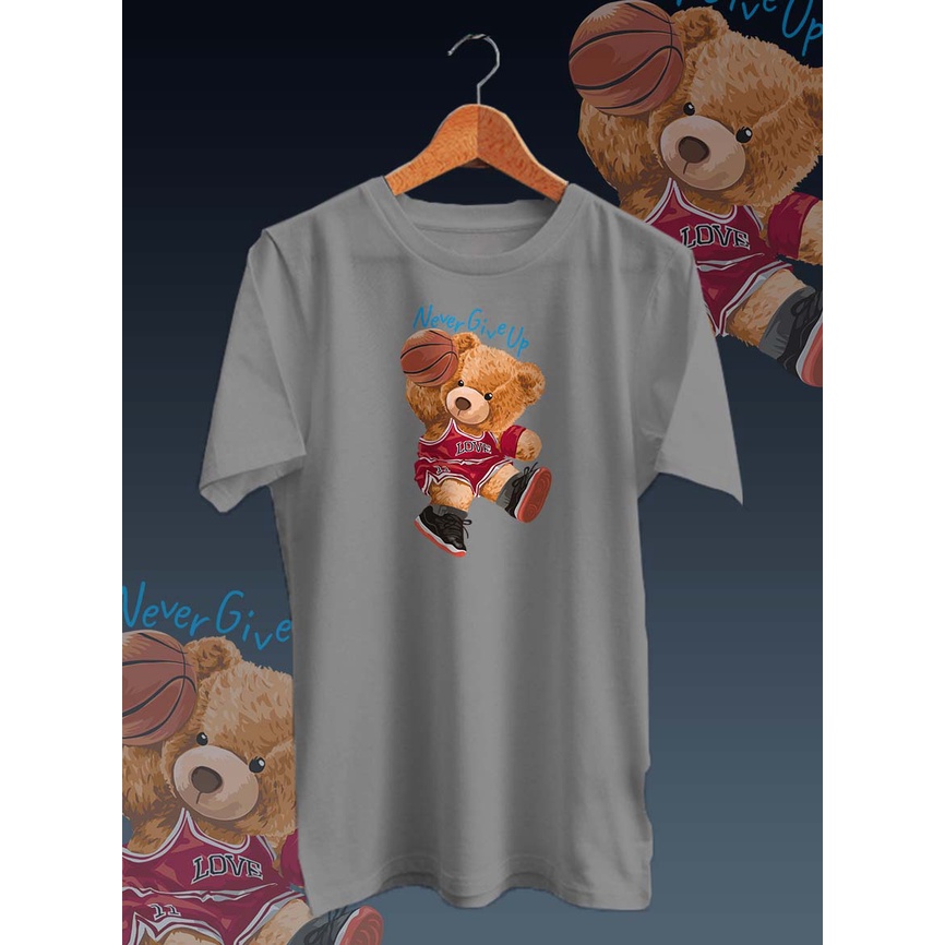 KAOS T-SHIRT DISTRO GAMBAR&quot;BEAR BASKET&quot;cotton combed 30s/lengan pendek/sablon digital print