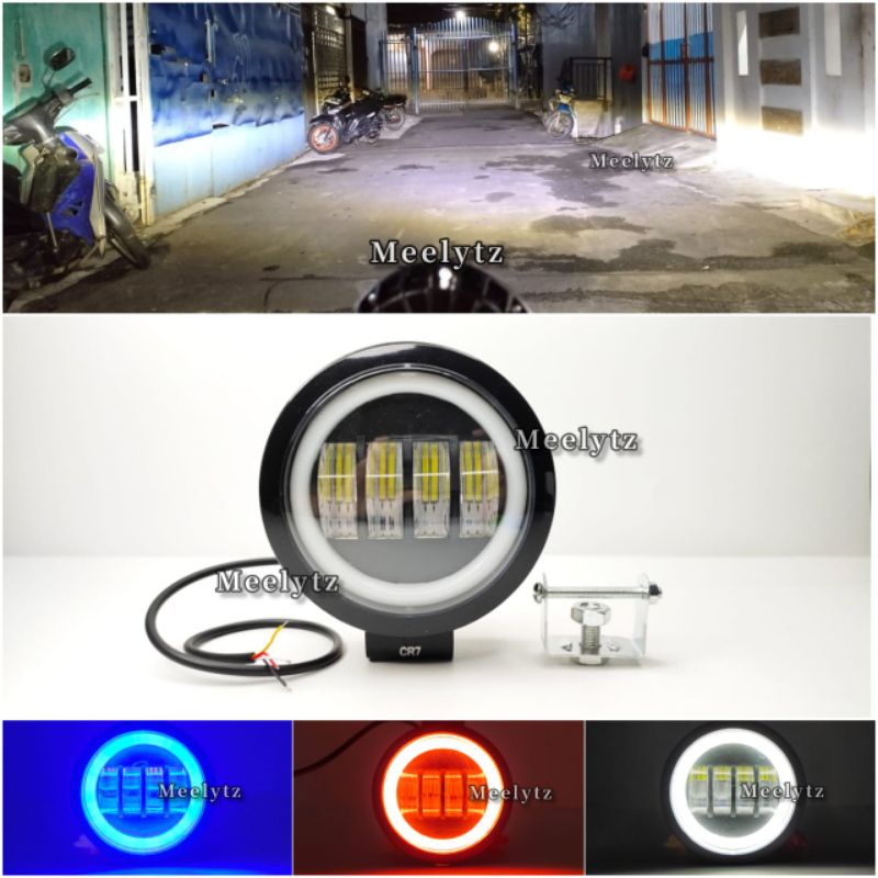 Lampu tembak sorot Led CWL 4 mata lensa 6D cree angel aye bulat biru