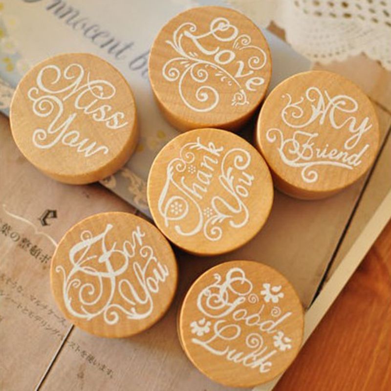 

Stempel DIY kayu bulat untuk card kartu jurnal kraft