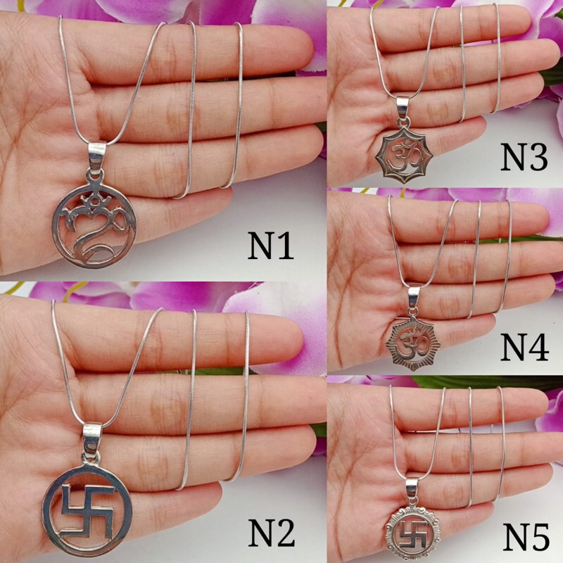 Titanium kalung swastika omkara awet impor terbaru star+