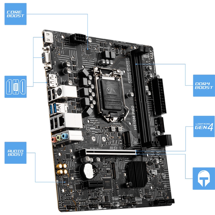 Mainboard MSI H510M Pro LGA 1200 Intel Gen11, Gen10, DDR4, Intel H510