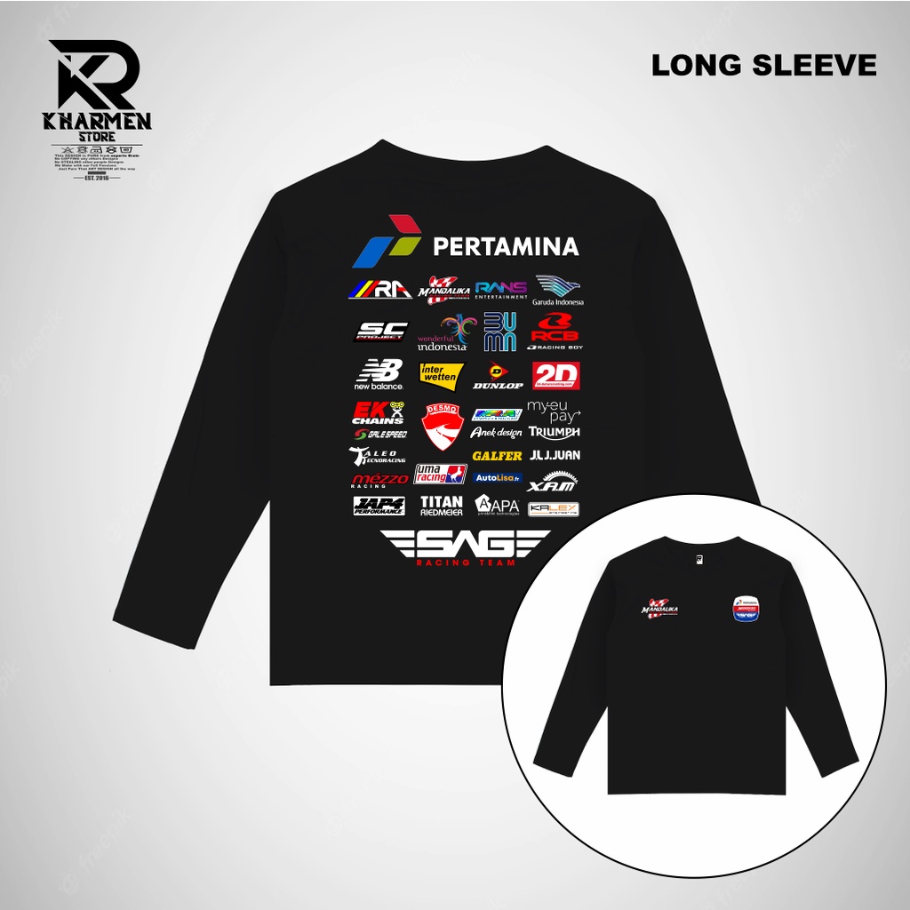 KAOS BAJU TANGAN PANJANG Distro Pertamina Mandalika Premium Sponsor Pada Motor SAG Racing Team Origi