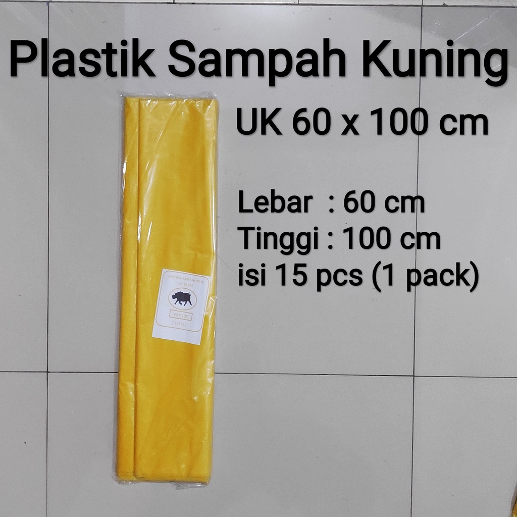 Plastik sampah Kuning 90x120 (8pcs) / 60x100 (15pcs) / 50x75 (20pcs) / 40x60 (20pcs), kantong plastik sampah medis, plastik infeksius