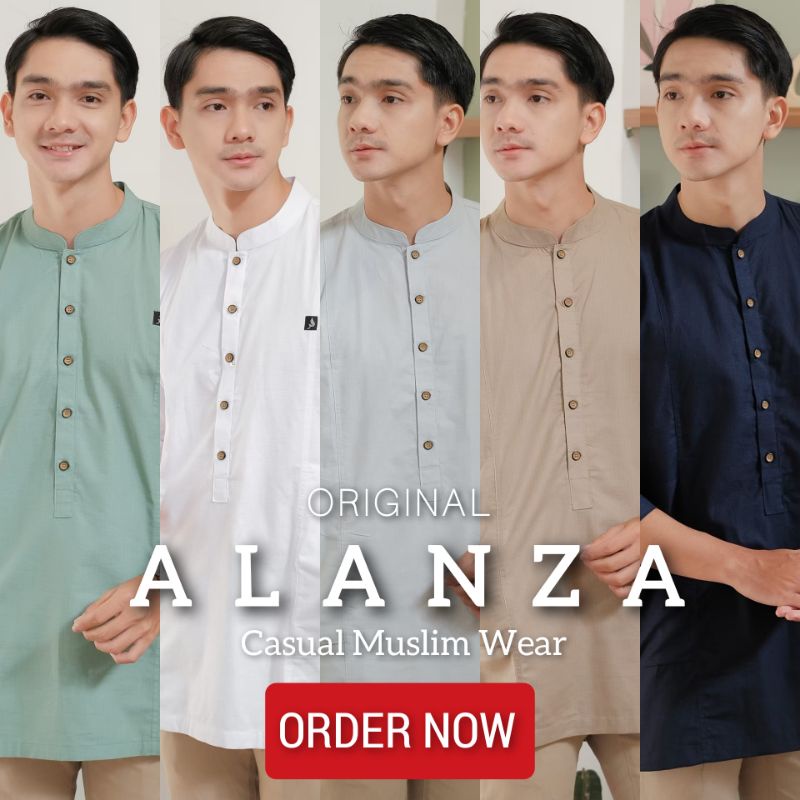 ALANZA MUSLIM WEAR ORIGINAL koko kurta Pakistan baju muslim pria lengan tiga perempat kurta pria warna mint art NEW AMW 001