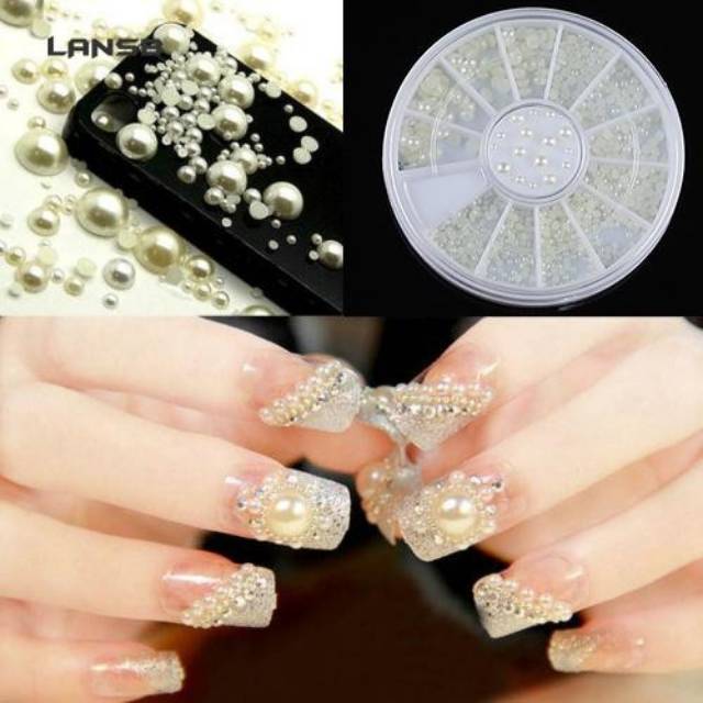 3 size white pearl wheels / nail decoration