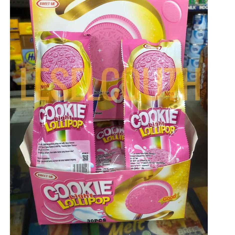 Permen Cookie Light Lollipop PINK / Permen Nyala / Permen Oreo isi 30