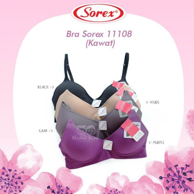 Bra Sorex 11108 BH Wanita full cup polos Model Busa tipis Kawat size 34 36 38 40 KB Kait 2 Viona